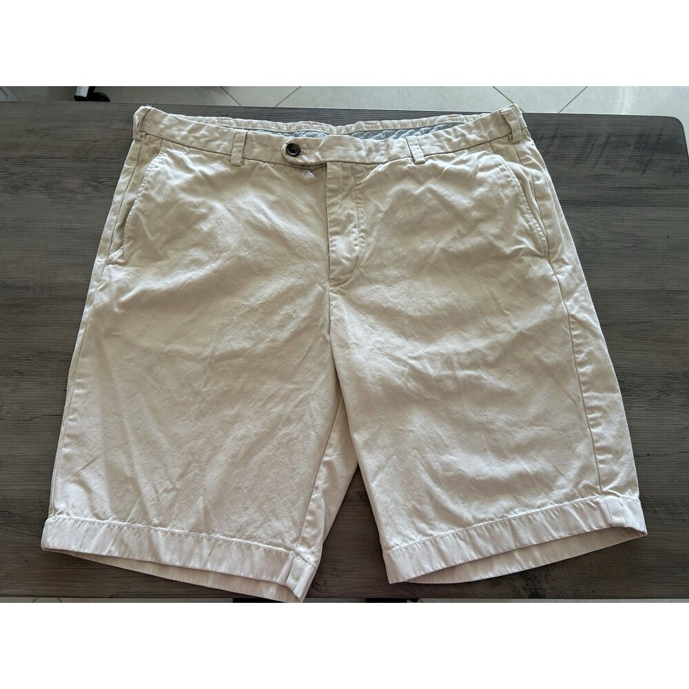 Brooks Brothers Bermuda Shorts Beige 100% Cotton Flat Front Size 40